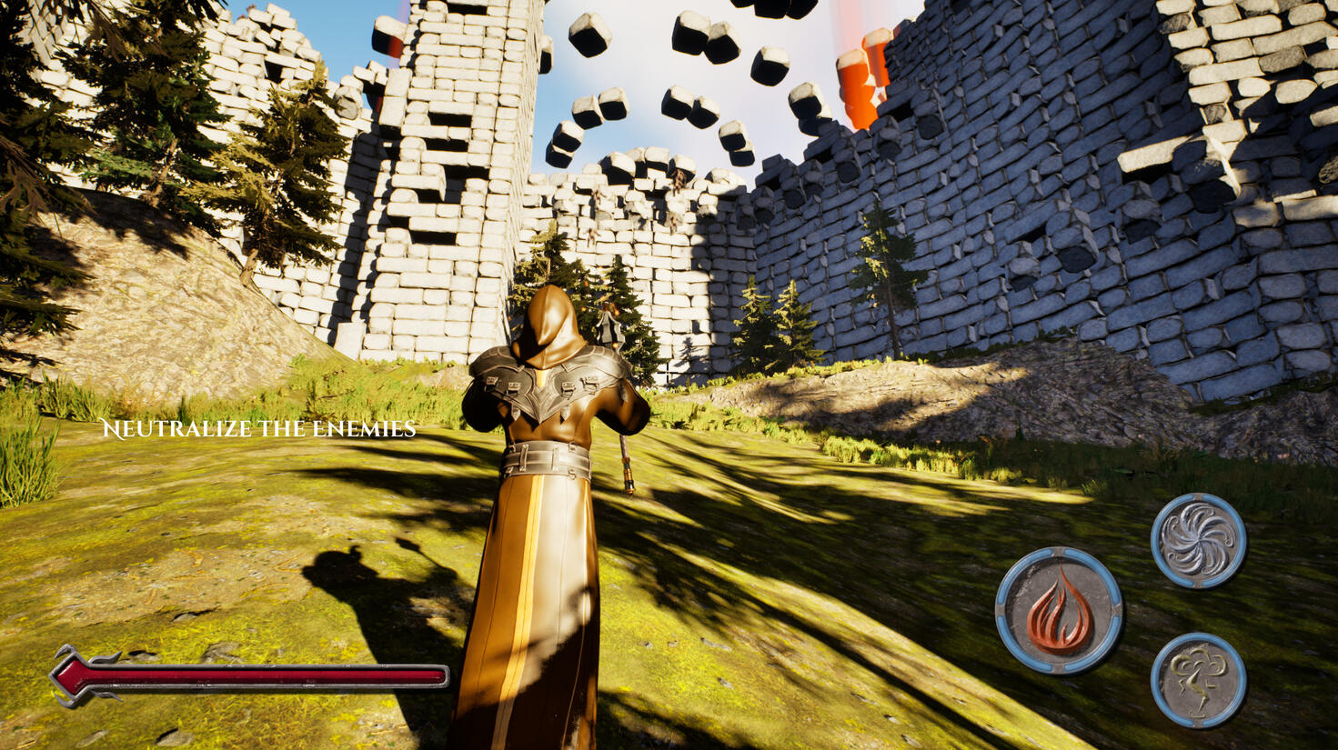 Swarming enemies from the castle walls