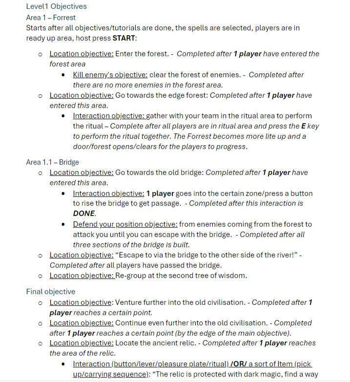 Objective sequence documentation