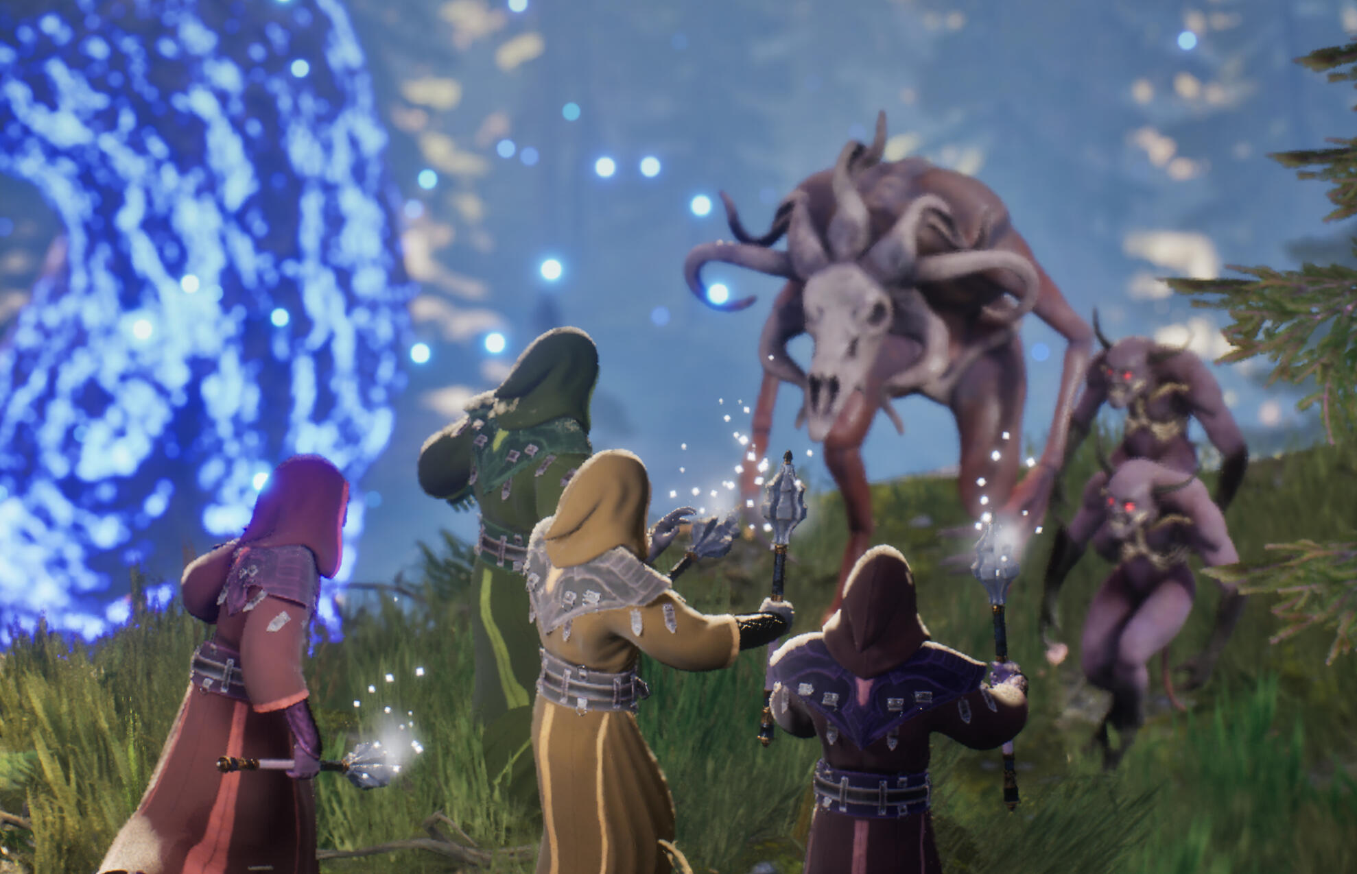 Our four Heroes facing off the common and elite enemies